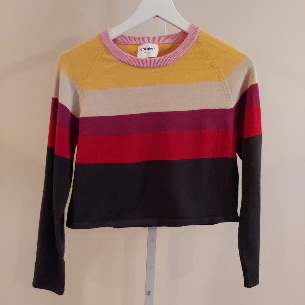 Callahan Knitwear Size Small‎ Stripe Cropped Longsleeve Sweater
